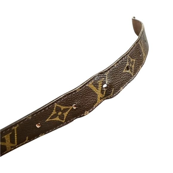 Authentic Louis Vuitton Brown Monogram Leather & Gold Belt Size 100/40 - Picture 15 of 16